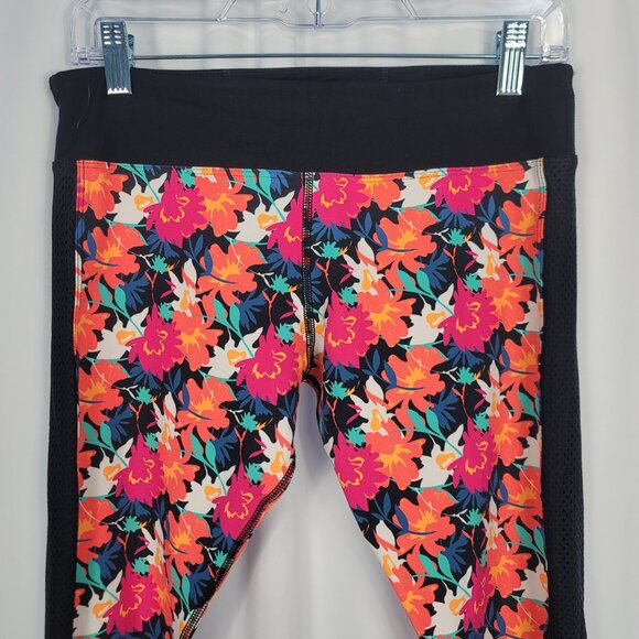 Lorna Jane Athletic Yoga Pants Size Medium Black & Bright Multicolor Floral - Picture 2 of 14